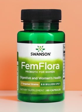 美国Swanson斯旺森女性益生菌98亿CFU60粒消化与女性私密部位健康