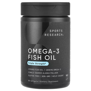 美国Sports Research Omega-3 鱼油Triple Strength90 粒软凝胶