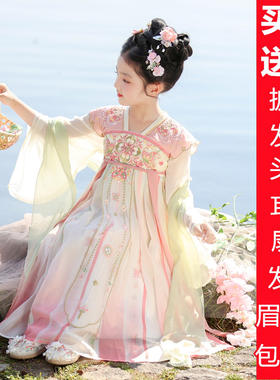 新款汉服女童连衣裙儿童国风唐装