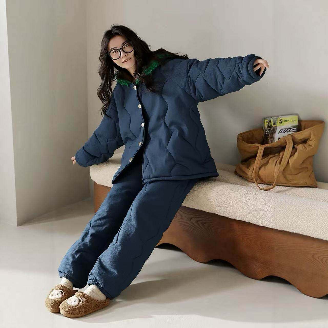 三层加厚纯棉夹棉袄睡衣女士冬季新款保暖加绒大码家居服连帽套装,女士内衣/男士内衣/家居服,睡衣/家居服套装,淘宝优惠券,粉丝福利购,淘宝优惠卷
