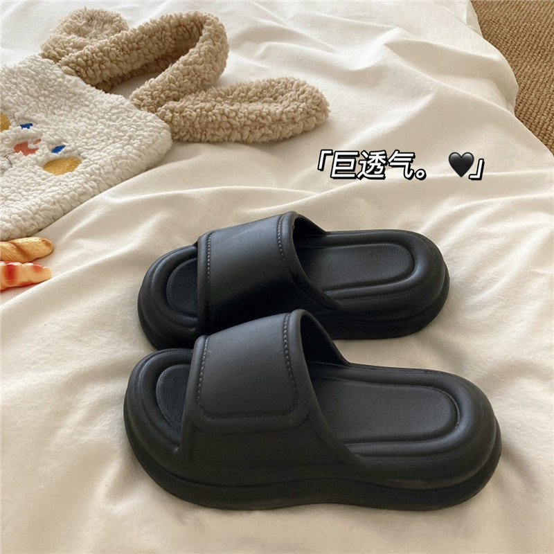 面包踩屎感~！软软ins厚底增高凉拖鞋女夏季外穿一字透气防滑拖鞋