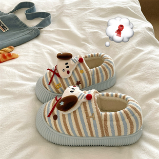 圣诞岛小狗~！冰岛蓝ins可爱包跟棉鞋女加绒保暖冬季毛毛棉拖鞋潮