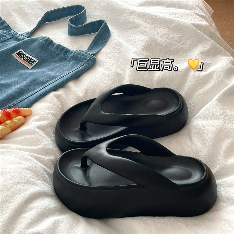 软软Q弹~！6cm厚底增高踩屎感人字拖女ins夏季防滑沙滩度假凉拖鞋
