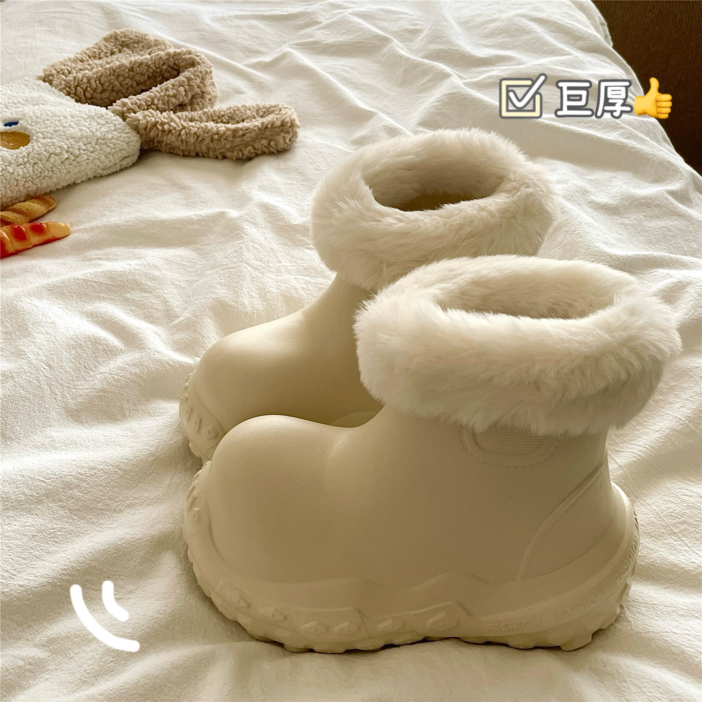 冬雾济州岛~！防水ins加厚加绒雪地靴女厚底保暖防滑包跟棉拖鞋潮,女鞋,毛毛鞋,淘宝优惠券,粉丝福利购,淘宝优惠卷