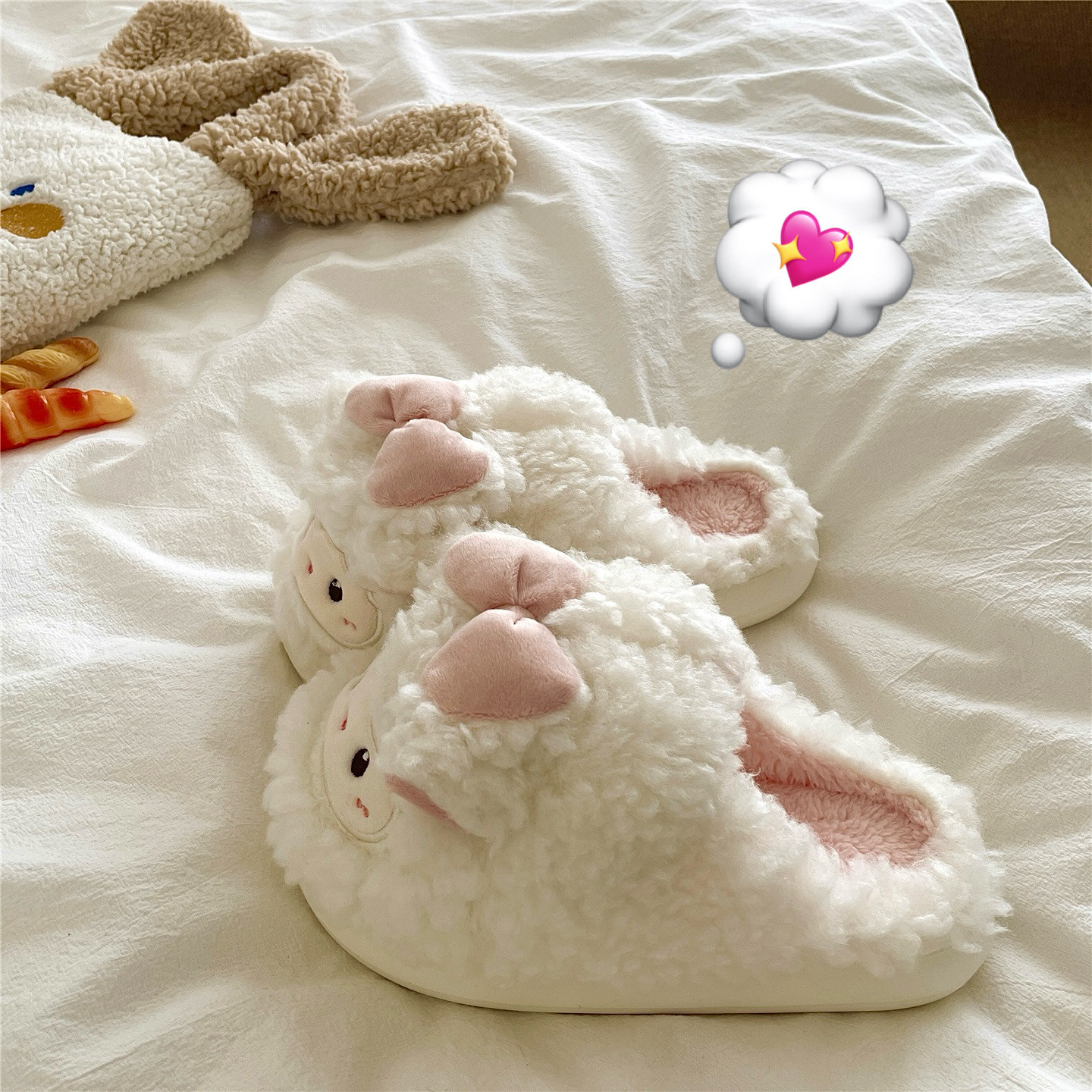 小羊酥酥~！糯叽叽ins可爱包头棉拖鞋女居家厚底加绒保暖毛毛拖鞋,女鞋,毛毛鞋,淘宝优惠券,粉丝福利购,淘宝优惠卷