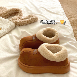 堪比小火炉~！4cm厚底增高加绒勃肯雪地靴女冬季保暖外穿包跟棉鞋