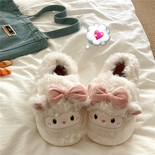 小羊乖乖~！软萌ins可爱包跟棉鞋女保暖加绒冬季厚底毛毛棉拖鞋潮