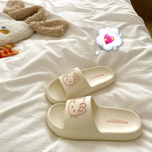 软甜kt猫~！甜美软软踩屎感ins一字拖鞋女夏季外穿防滑居家凉拖鞋