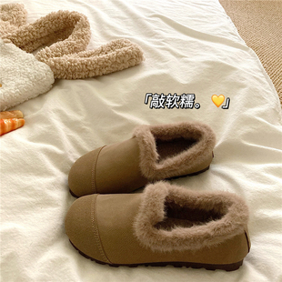 松茶可可~！糯米毛绒绒ins包跟外穿棉鞋女冬季保暖懒人毛毛棉拖鞋