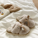 轻奢高级感~！蝴蝶结少女心厚底棉拖鞋女居家INS冬季防滑毛毛拖鞋