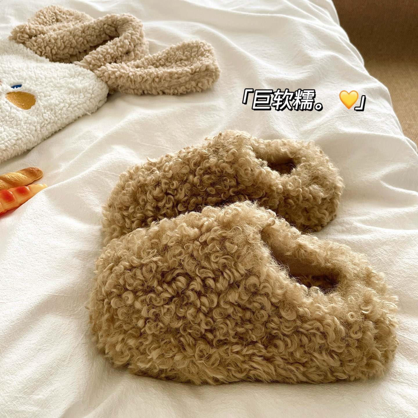 巨巨厚实~！软糯ins加绒棉拖鞋女包头外穿厚底增高防滑冬季棉拖鞋