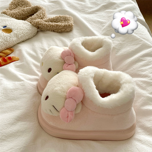 奶芙嘟嘟kt猫~！ins可爱冬季包跟棉鞋女厚底加绒棉拖鞋保暖雪地靴