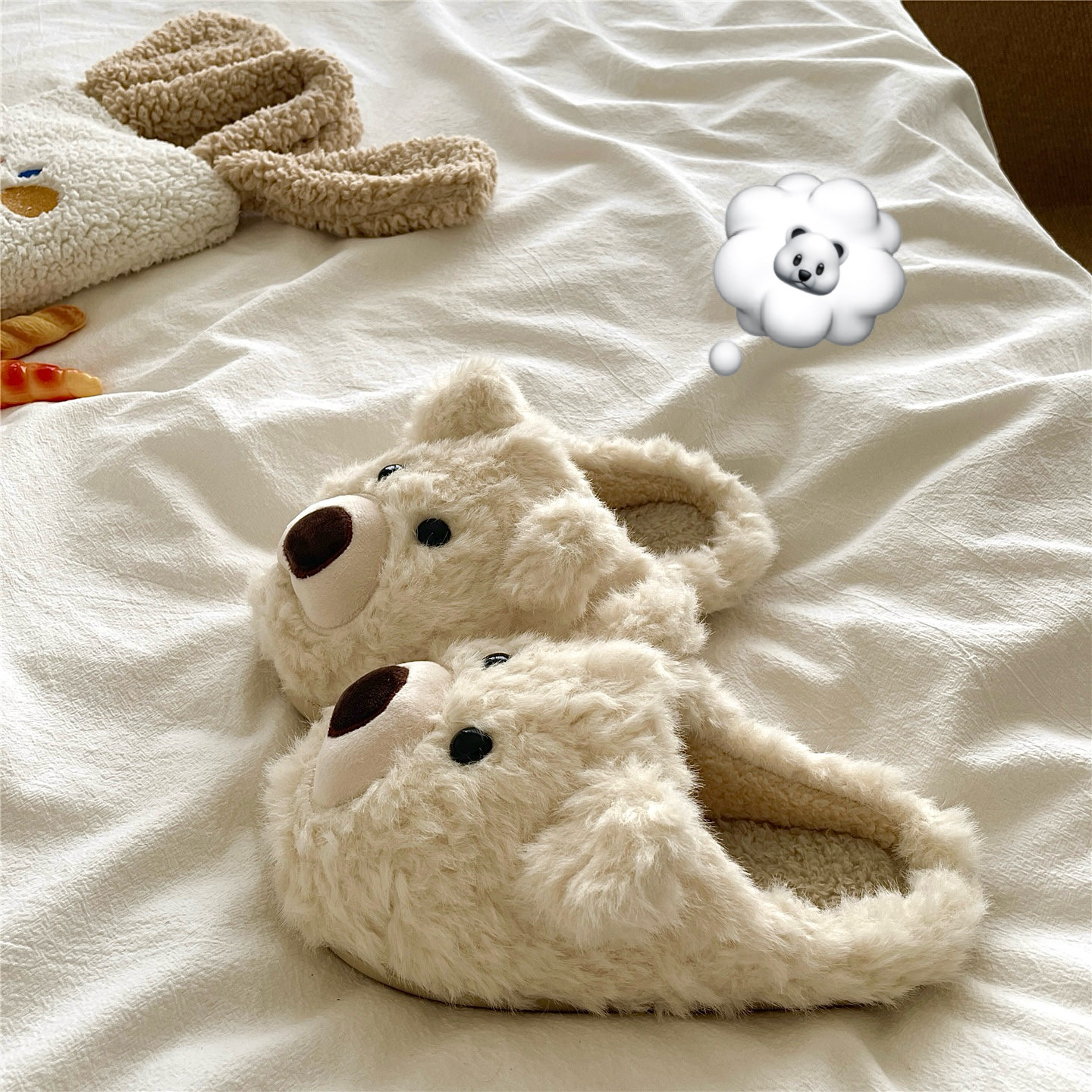 大鼻子北极熊~！巨可爱ins加绒保暖居家棉拖鞋女冬季厚底毛毛拖鞋,女鞋,毛毛鞋,淘宝优惠券,粉丝福利购,淘宝优惠卷