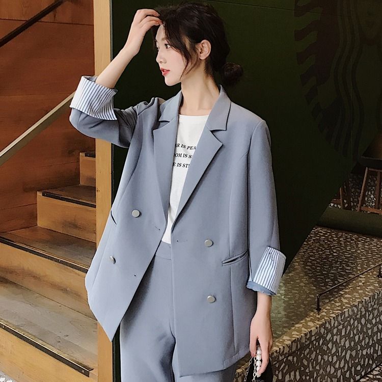 休闲气质西装套装女两件套2024新款韩版春秋季时尚修身西服外套潮