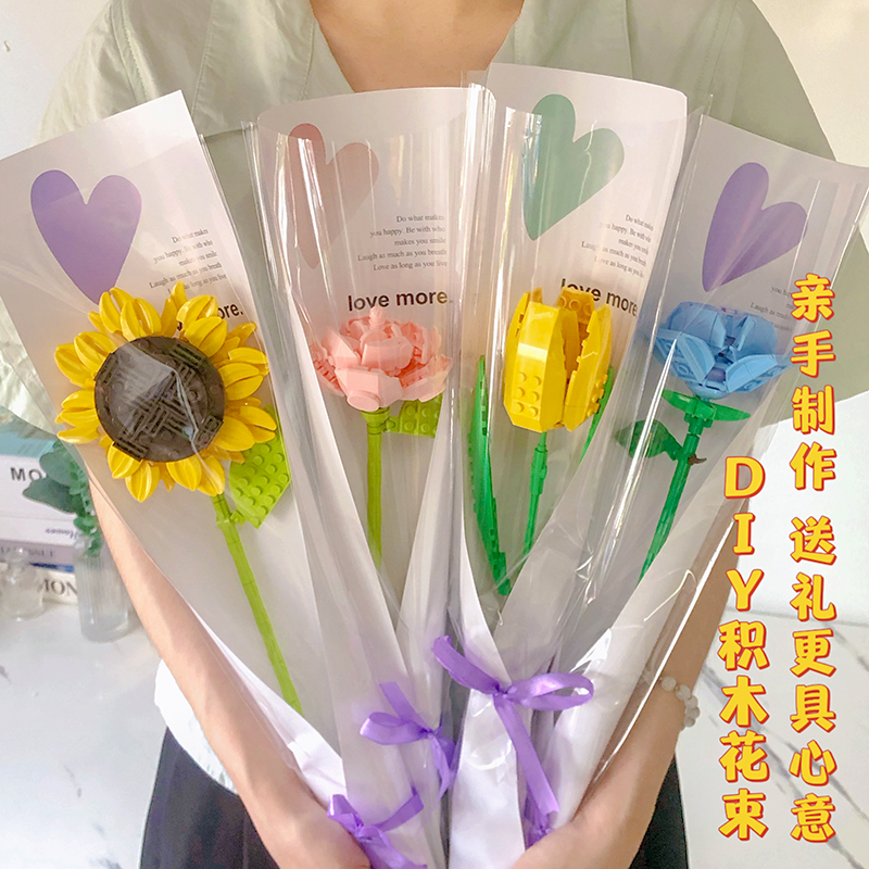 手工diy拼装ins积木花礼物女生图片