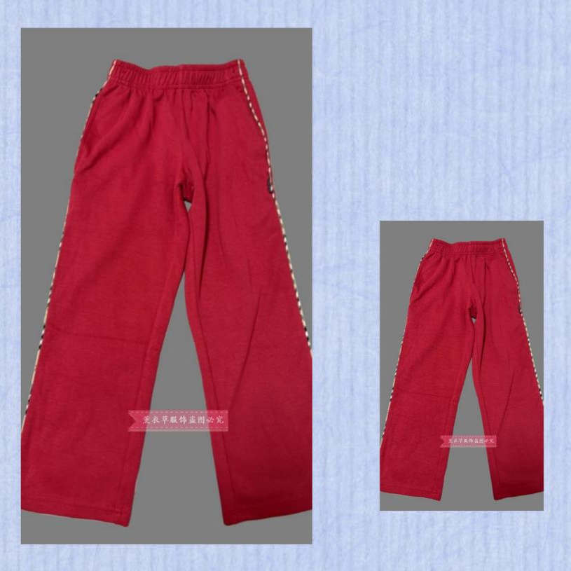 初高中来图定制校服裤运动男女运动裤酒红色加绒保暖裤子