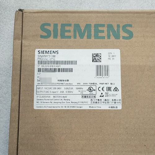 议价西门子SINAMICS V90伺服驱动器型号6SL3210可维修