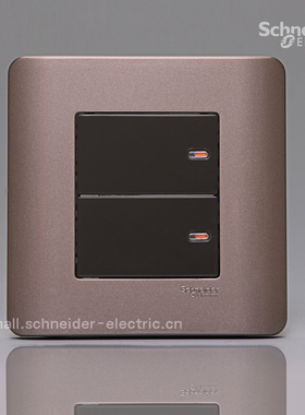 施耐德E8000ZENcelo轻点格调棕色16A 250V双联单控开关 两位 二位