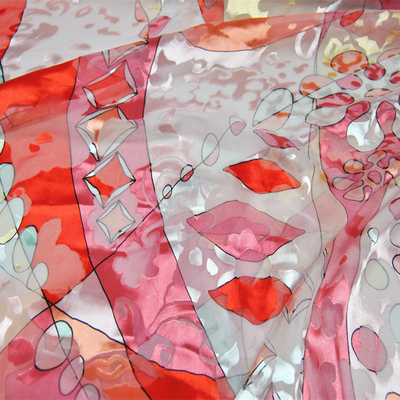 鲜艳不规则真丝烂花绡旗袍汉服连衣裙衬衫桑蚕丝服装布料面料