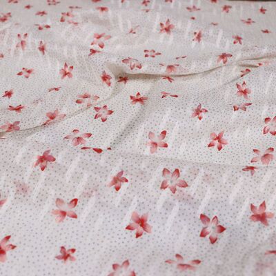 宽幅红色小花真丝剪花绡连衣裙上衣旗袍桑蚕丝服装布料面料