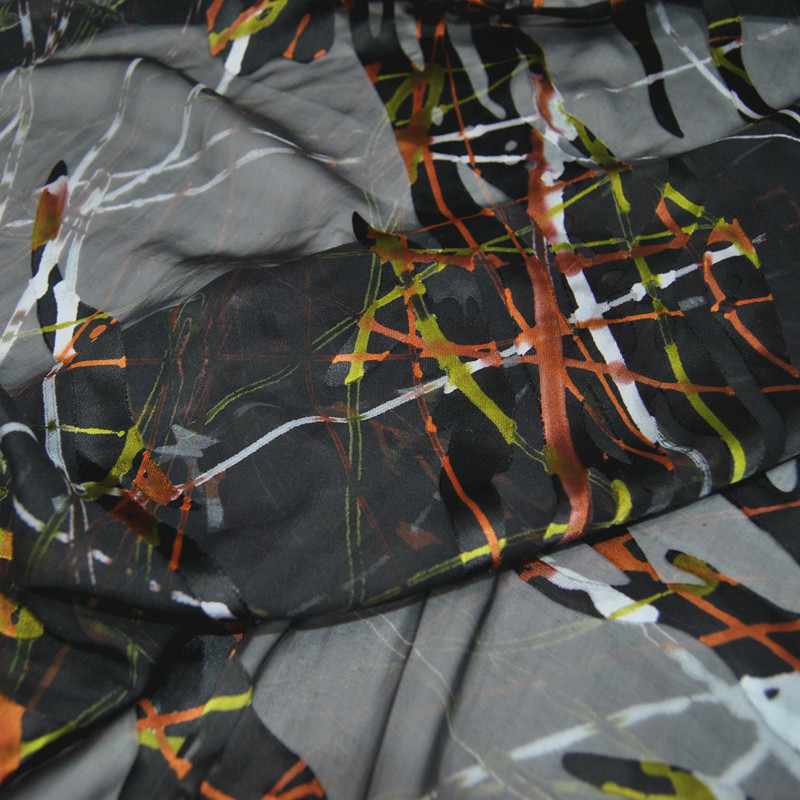 宽幅不规则图案真丝烂花绡旗袍汉服连衣裙衬衫桑蚕丝服装布料面料