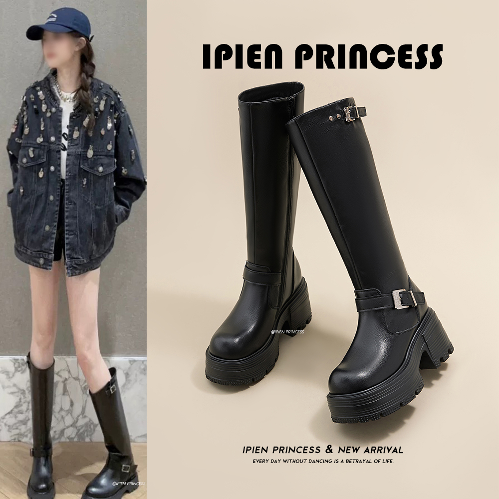 9cm厚底增高显瘦英伦风长筒靴女