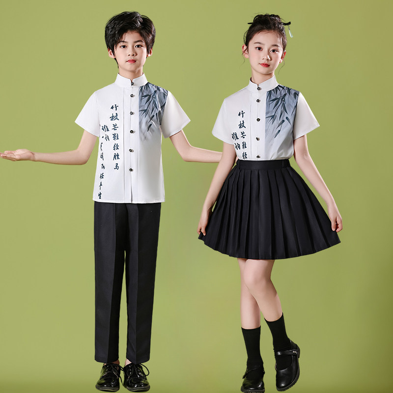 六一儿童大合唱团演出服中国风新竹汉服中小学生诗歌朗诵比赛服装