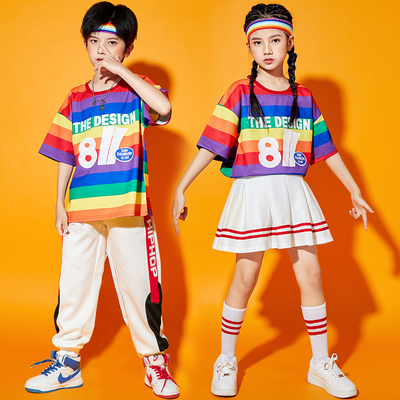 儿童街舞服装男童嘻哈套装六一啦啦队演出服幼儿园拉拉操表演服装