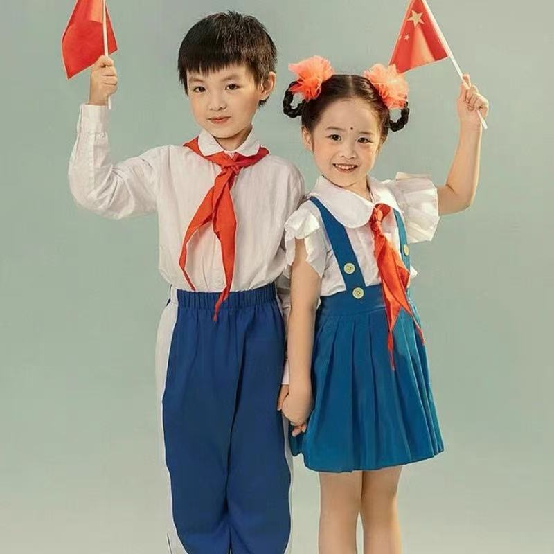儿童啦啦队朗诵合唱演出服80年代怀旧服装小学生运动会表演班服