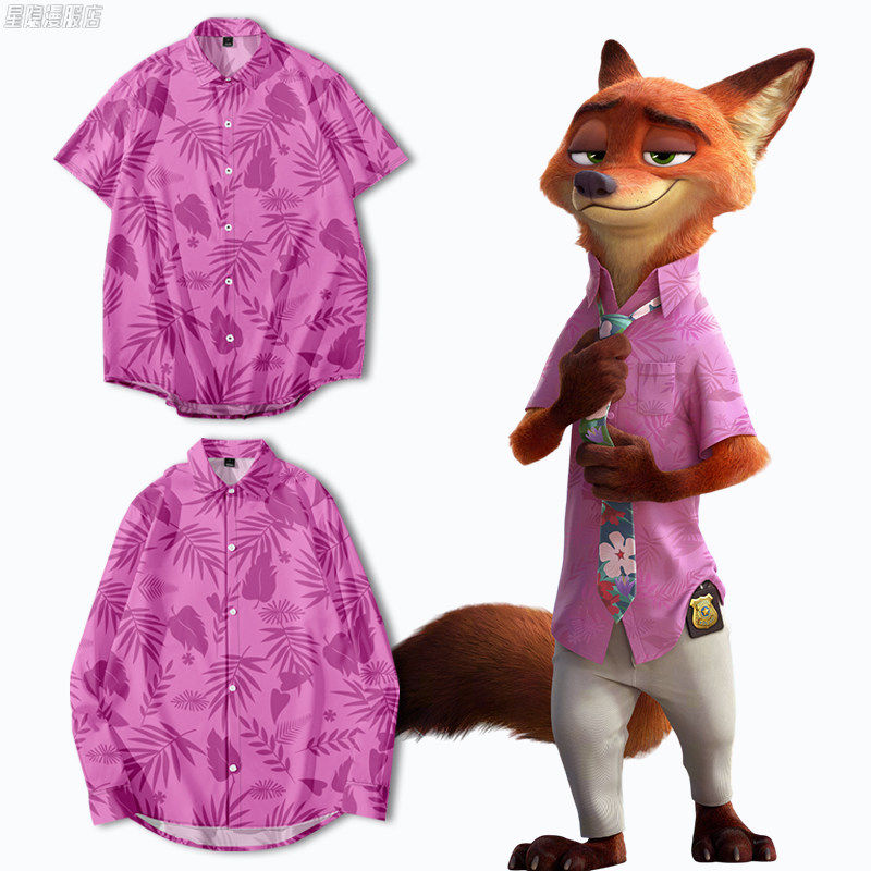 粉色装角色周边衣服衬衫尼克角色扮演尼克男女COS同款狐狸动漫花,模玩/动漫/周边/娃圈三坑/桌游,动漫T恤/鞋帽/服装,淘宝优惠券,粉丝福利购,淘宝优惠卷