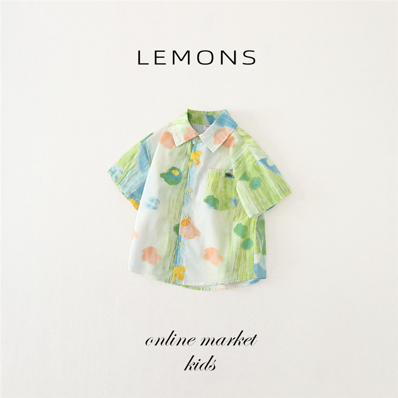 LEMONS童装男童衬衫夏装港风衬衣夏季海边穿搭儿童衣服沙滩度假风