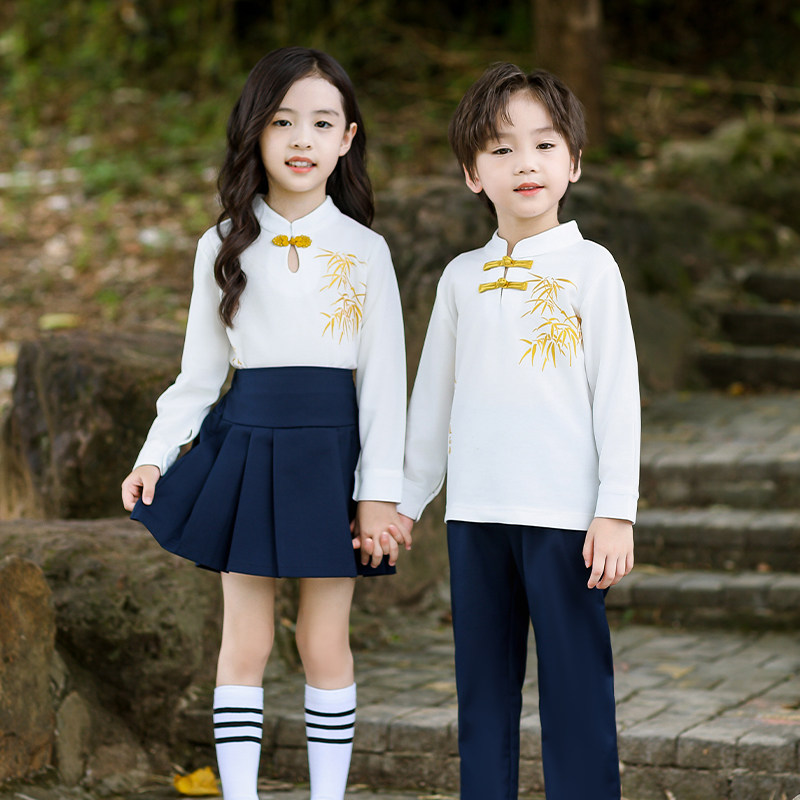 新款儿童合唱演出服小学生班服诗朗诵表演幼儿园国风汉服男童夏季