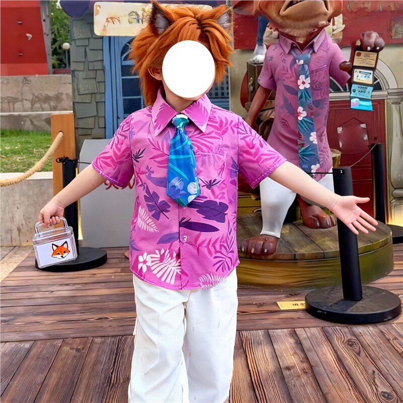 疯狂动物城2尼克狐尼克衣服cos服儿童衬衣领带套装狐狸扮演服成人