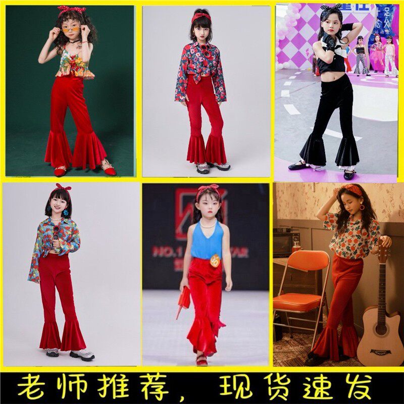 儿童复古港风花衬衫套装8090年代怀旧主题女连衣裙走秀舞蹈演出服