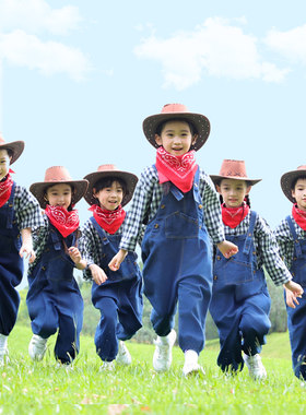 牛仔很忙舞蹈服装演出服男女幼儿舞蹈服背带裤西部牛仔套装小学生