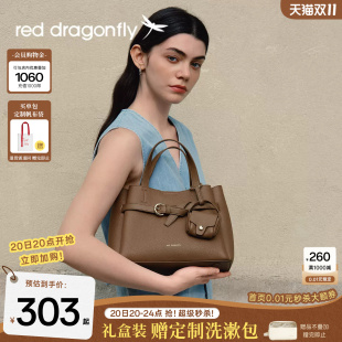 红蜻蜓手提包女2026新款棕色TOGO真皮头层牛皮中年妈妈单肩斜挎包