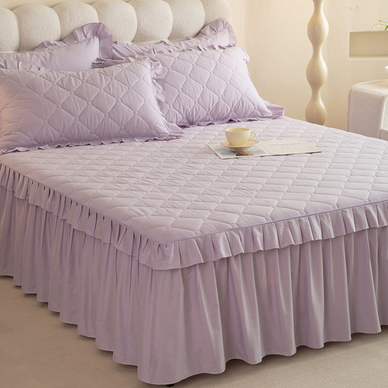 A类公主风全棉床裙单件夹棉床罩三件套100纯棉床垫防滑防尘罩,床上用品,床裙,淘宝优惠券,粉丝福利购,淘宝优惠卷