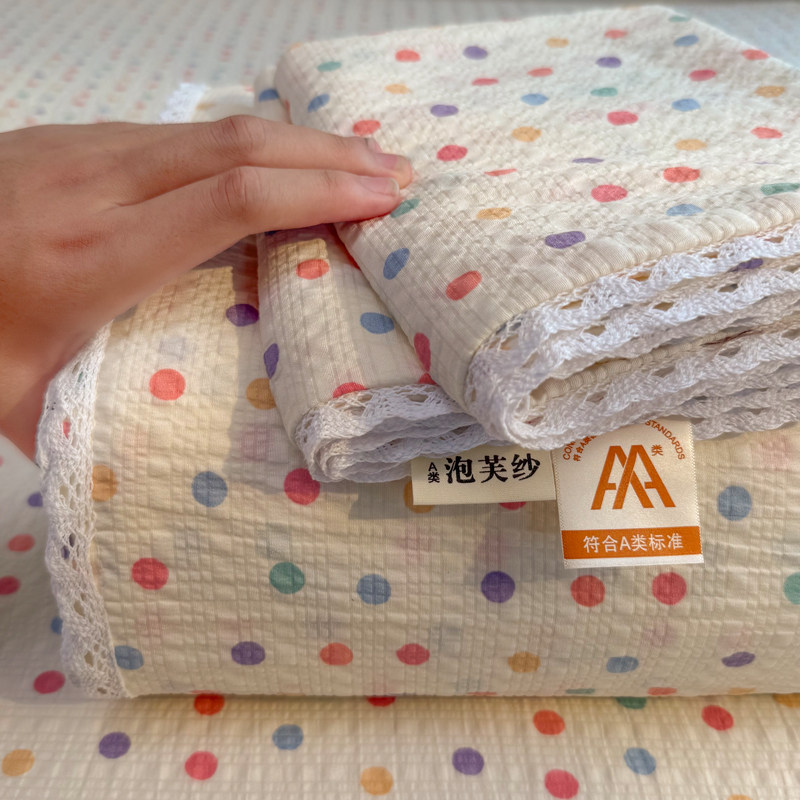 四季通用白色花边简约波点单床单枕套两件三件套宿舍家用舒服亲肤