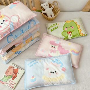 A春夏卡通可爱纯棉双层纱儿童枕套宝宝纱布枕头枕芯30x50cm一只装