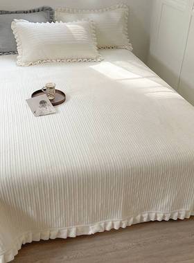 牛奶水晶绒床盖单件2025年新款冬季加绒加厚法兰绒床单三件套铺盖