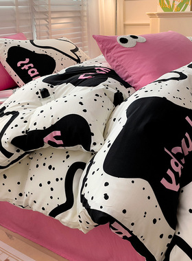 insA类水洗棉双层纱四件套小清新床上用品水洗棉被套床单人三件套