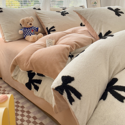 加厚四件套牛奶绒珊瑚绒加绒