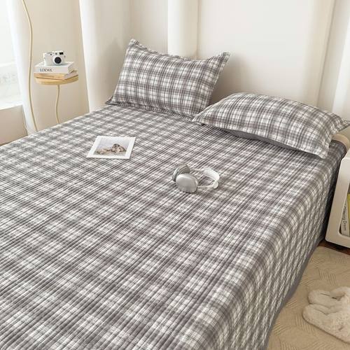 水洗棉印花夹棉单品床盖榻榻米床单床铺盖三件套加厚通用炕盖防滑