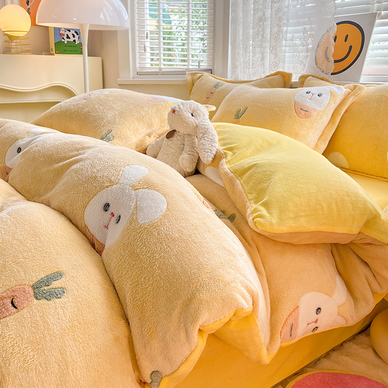 牛奶雪花绒加绒被套单件冬天珊瑚
