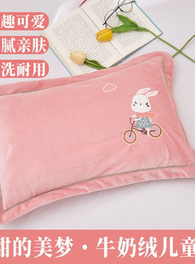 新款儿童牛奶绒绣花枕套30*50cmA类卡通风40*60cm枕芯套单人枕用