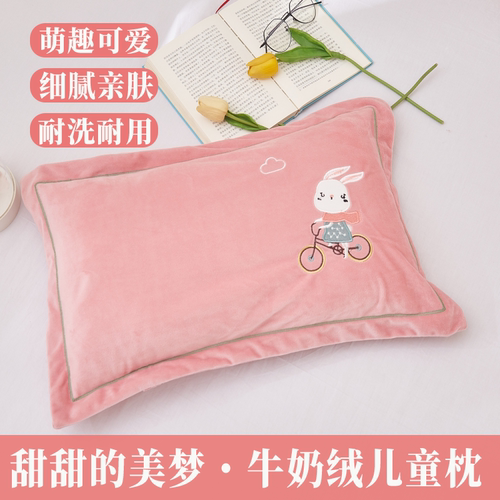 A类新款儿童牛奶绒绣花枕套