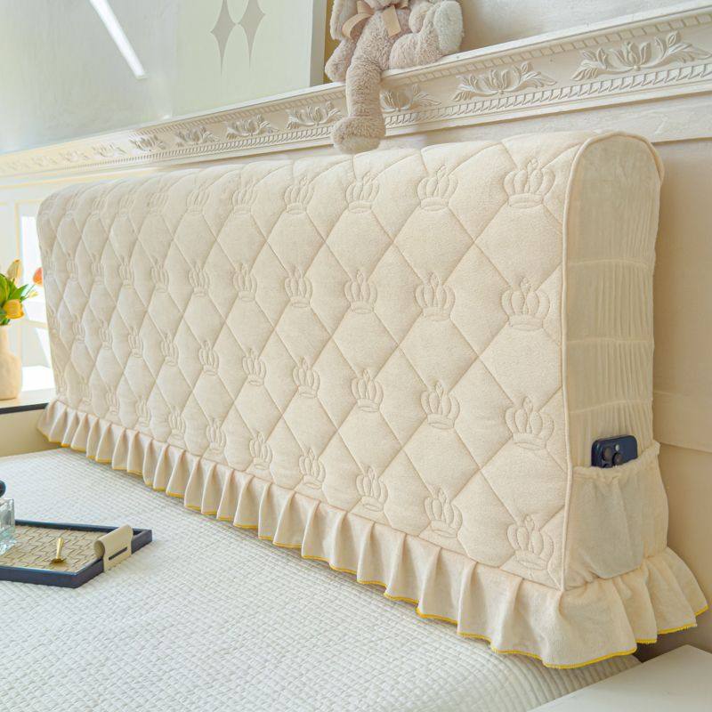 新款双面加厚防撞全包皇冠夹棉花边床头罩简约舒适卧室防尘罩家用,居家布艺,床头罩,淘宝优惠券,粉丝福利购,淘宝优惠卷