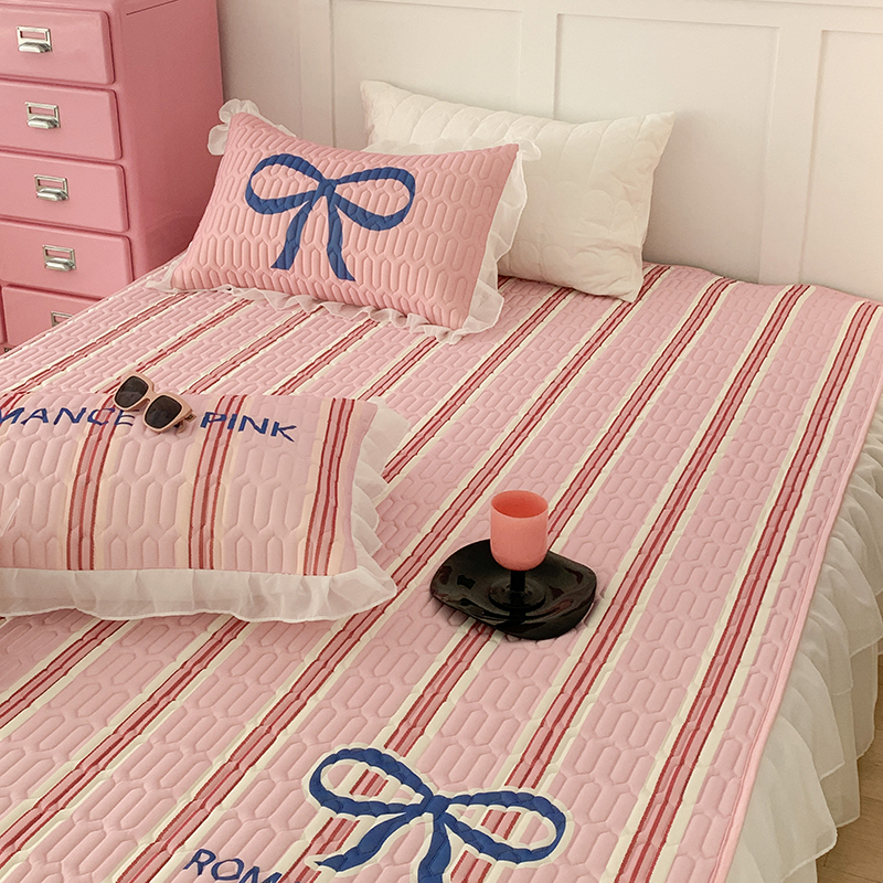 爱心蝴蝶结床裙款乳胶席凉席三件套夏天软席子床垫床单可水机洗