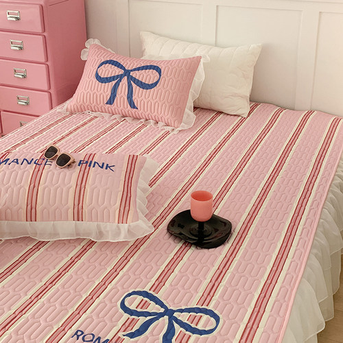 爱心蝴蝶结床裙款乳胶席凉席三件套夏天软席子床垫床单可水机洗