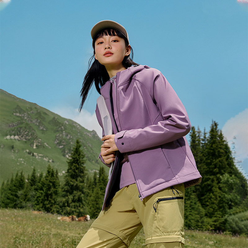 361运动外套女2026秋冬新款防泼水防风夹克户外软壳衣加绒风衣